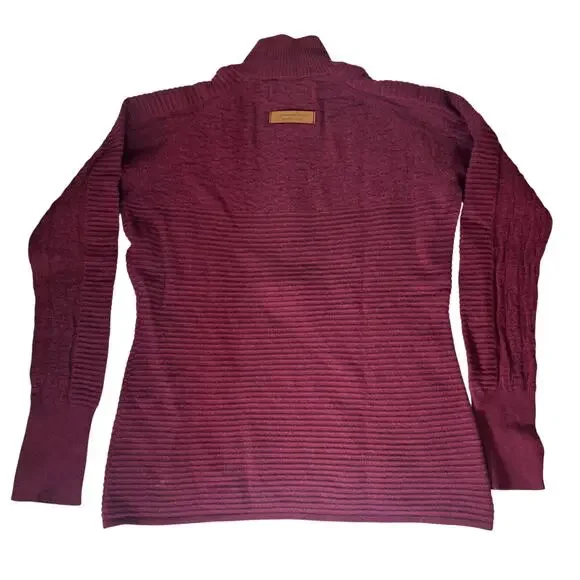 Obermeyer Women's Dolly Cashmere Blend 1/2 Zip Sweater L Maroon Long Sleeve - Picture 2 of 16